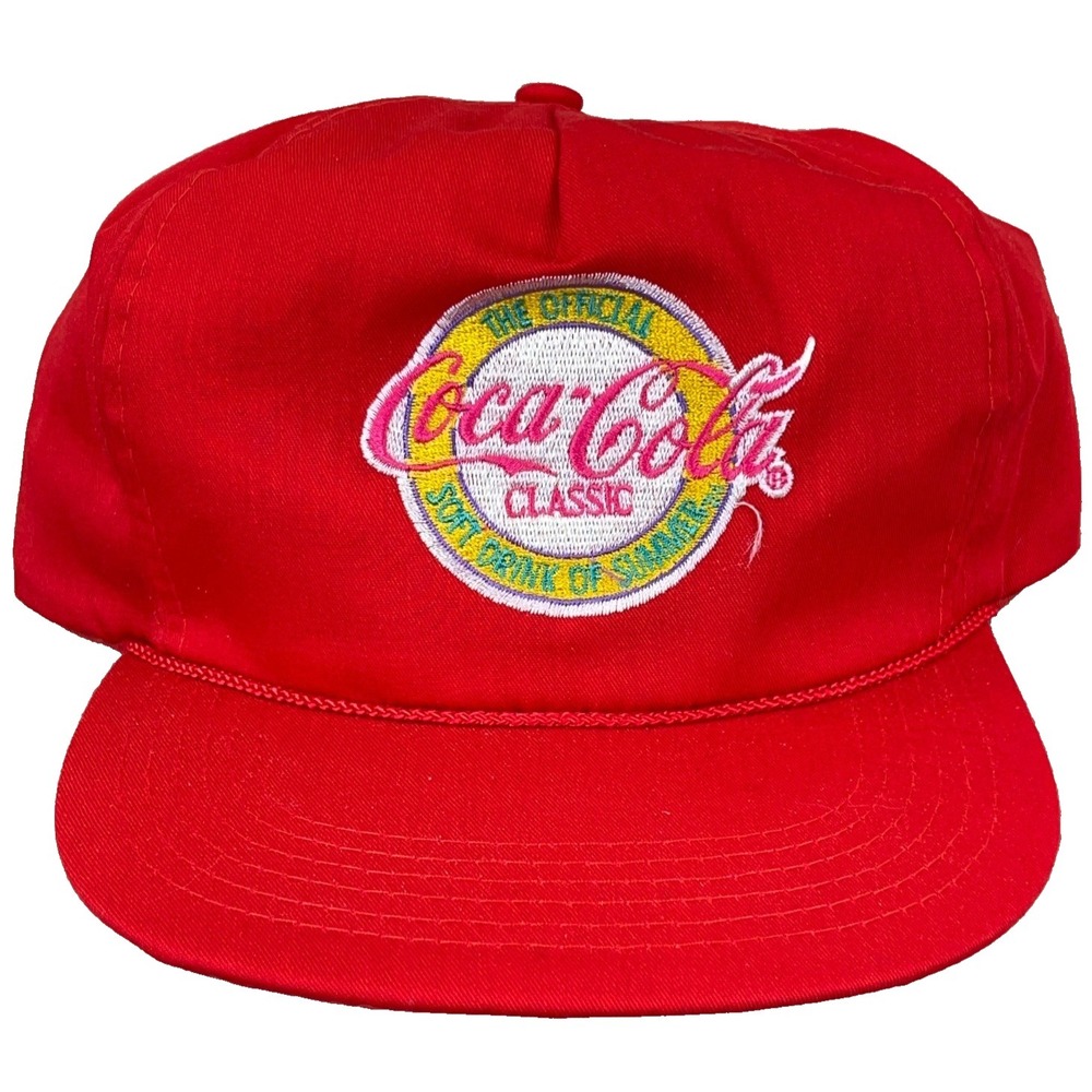 Vintage Coca Cola Hat Cap SnapBack Red 90s Y2K Promo Soda Pop Classic Retro